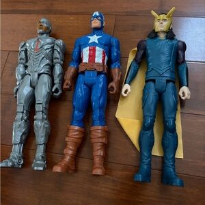 Marvel Action Figure Trio - Blue, Gray, Gold
